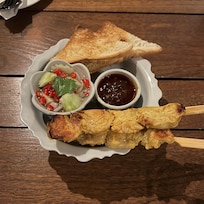 Chicken satay from hotel bar