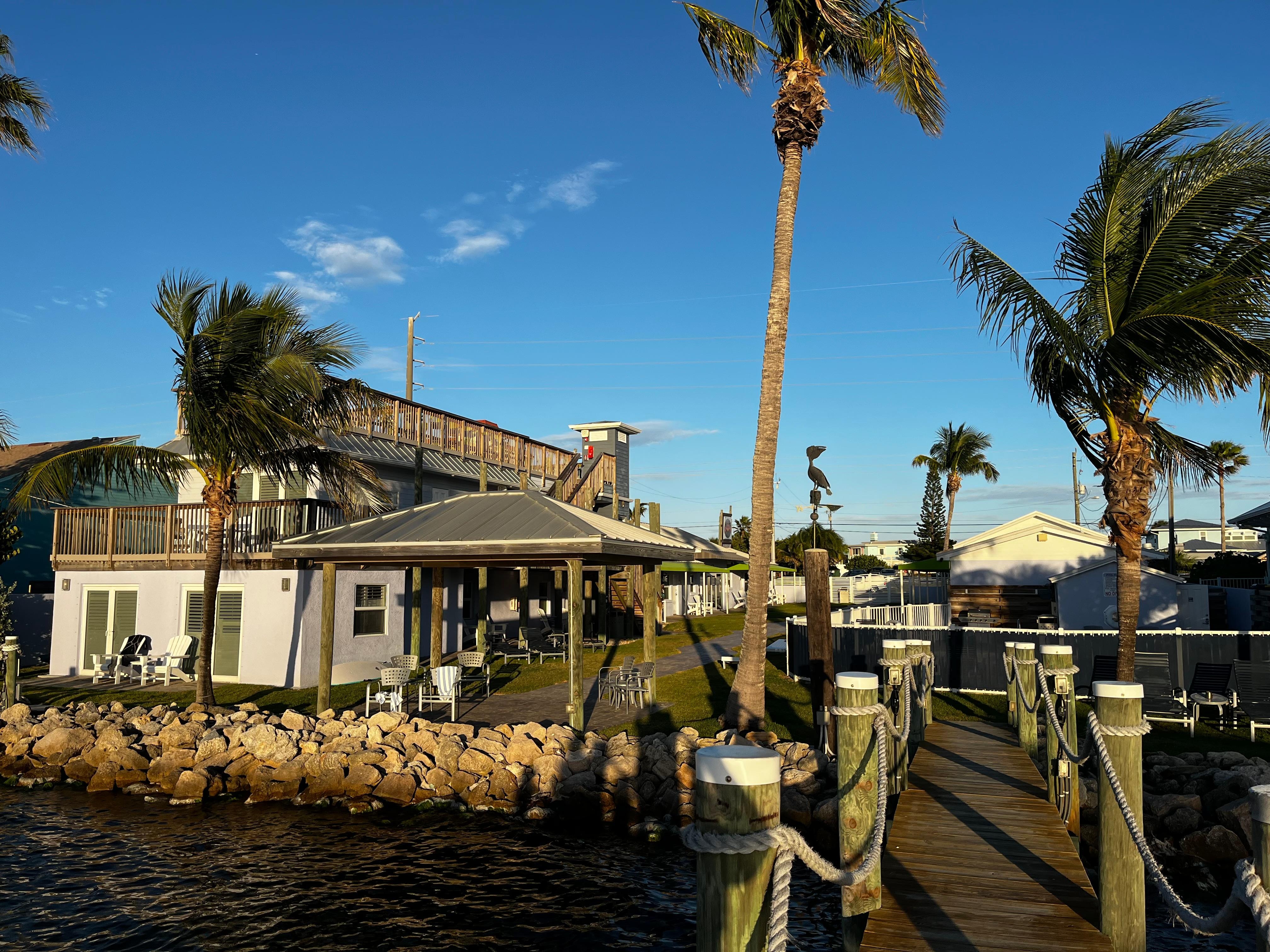 View of the covered patio, a great place for relaxing in the afternoon sun!