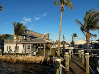 View of the covered patio, a great place for relaxing in the afternoon sun!