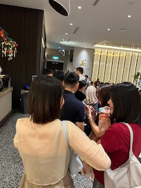 Lining up for the elevators