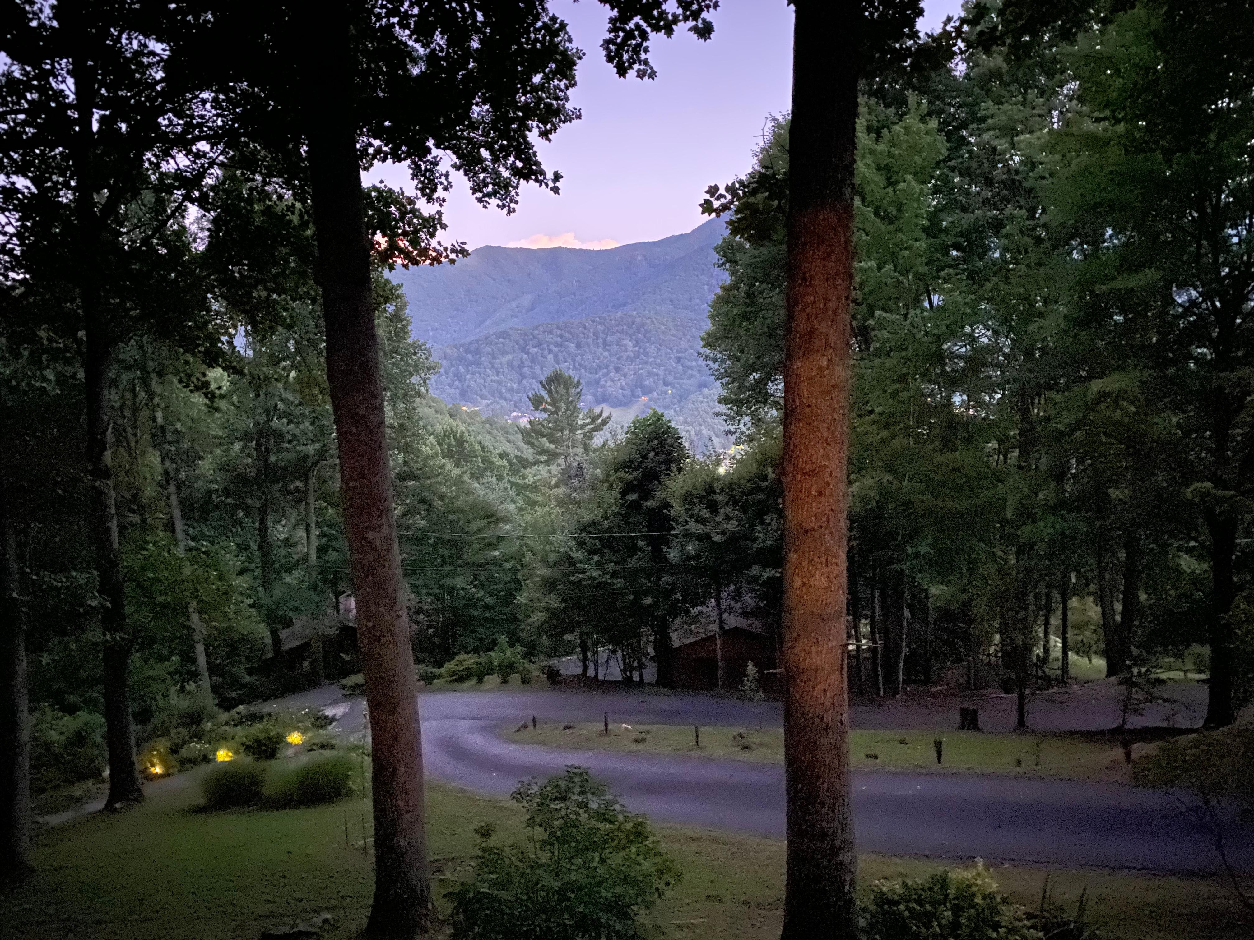 View from front porch with full moon.