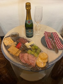 The lovely platter of cheeses