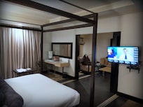 A view of the living space from the bedroom.