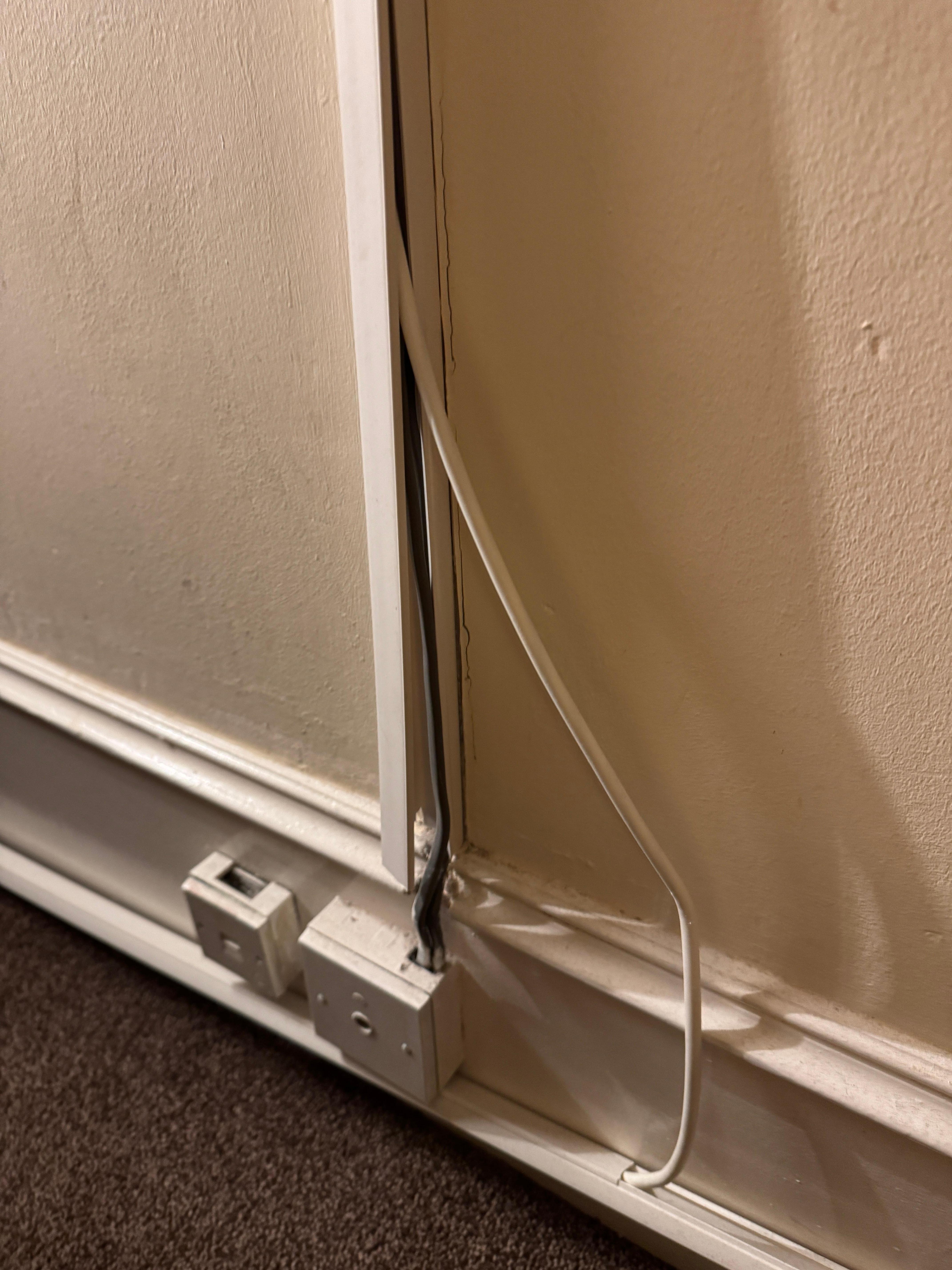 Cables hanging lose in the room