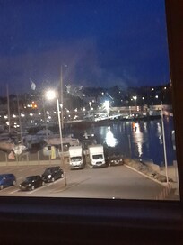 View of harbour at night