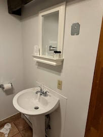 Only mirror in room was this one over sink