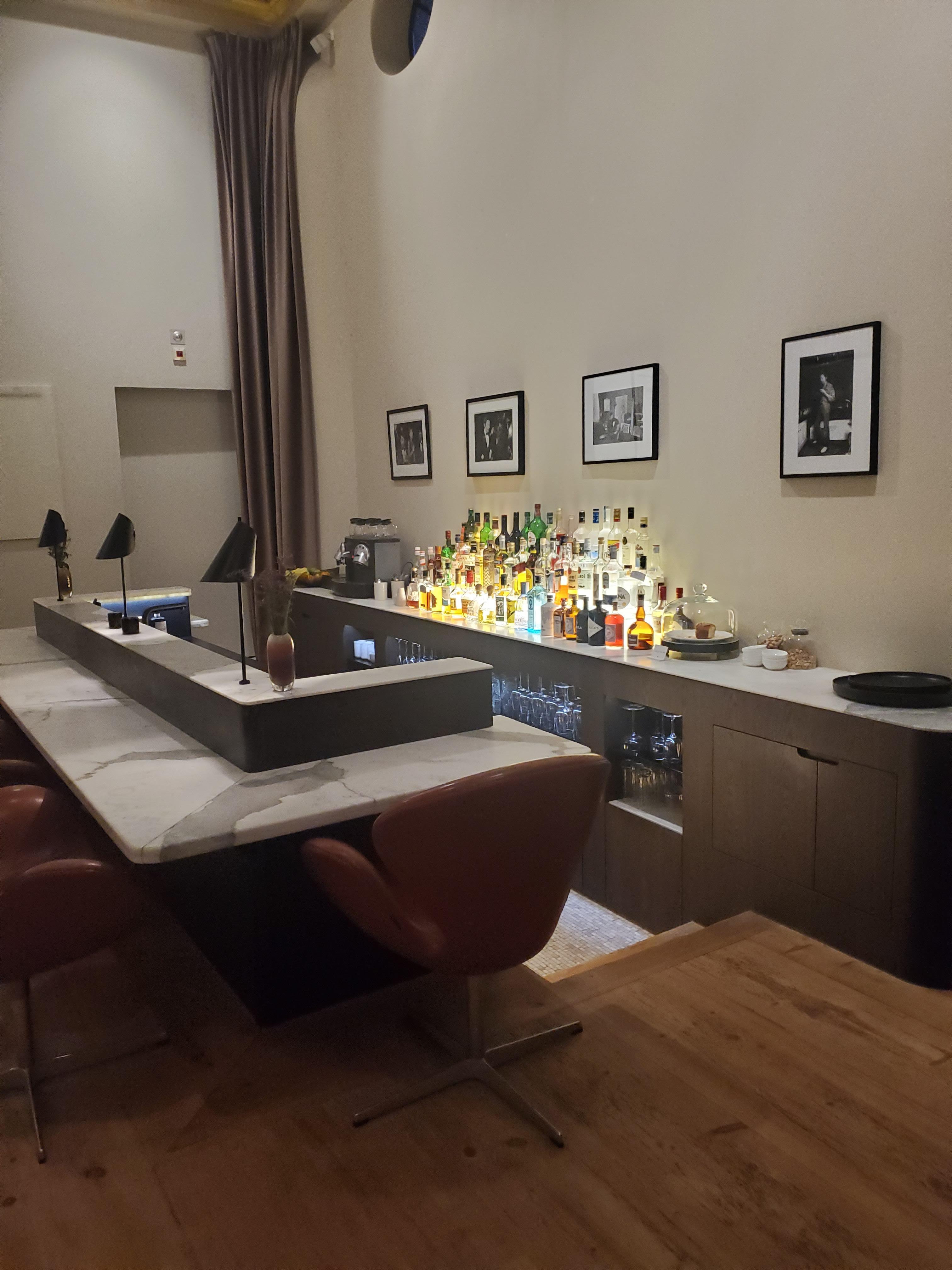 The well-stocked bar