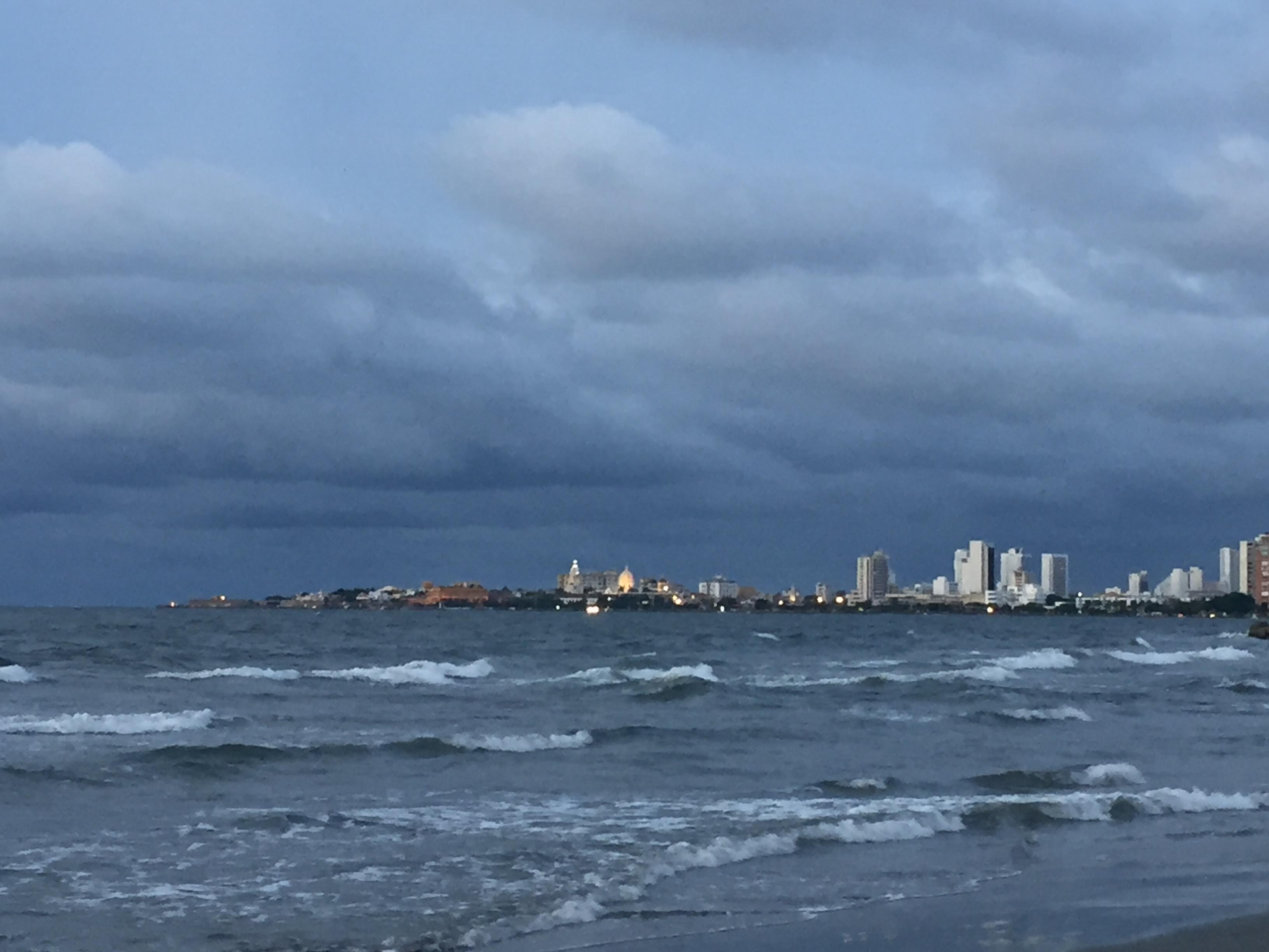 View of the walled city from the beach at the hotel
