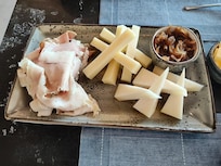 Cheese, meat and homemade mustardo