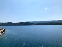 View from our balcony, beach just below.