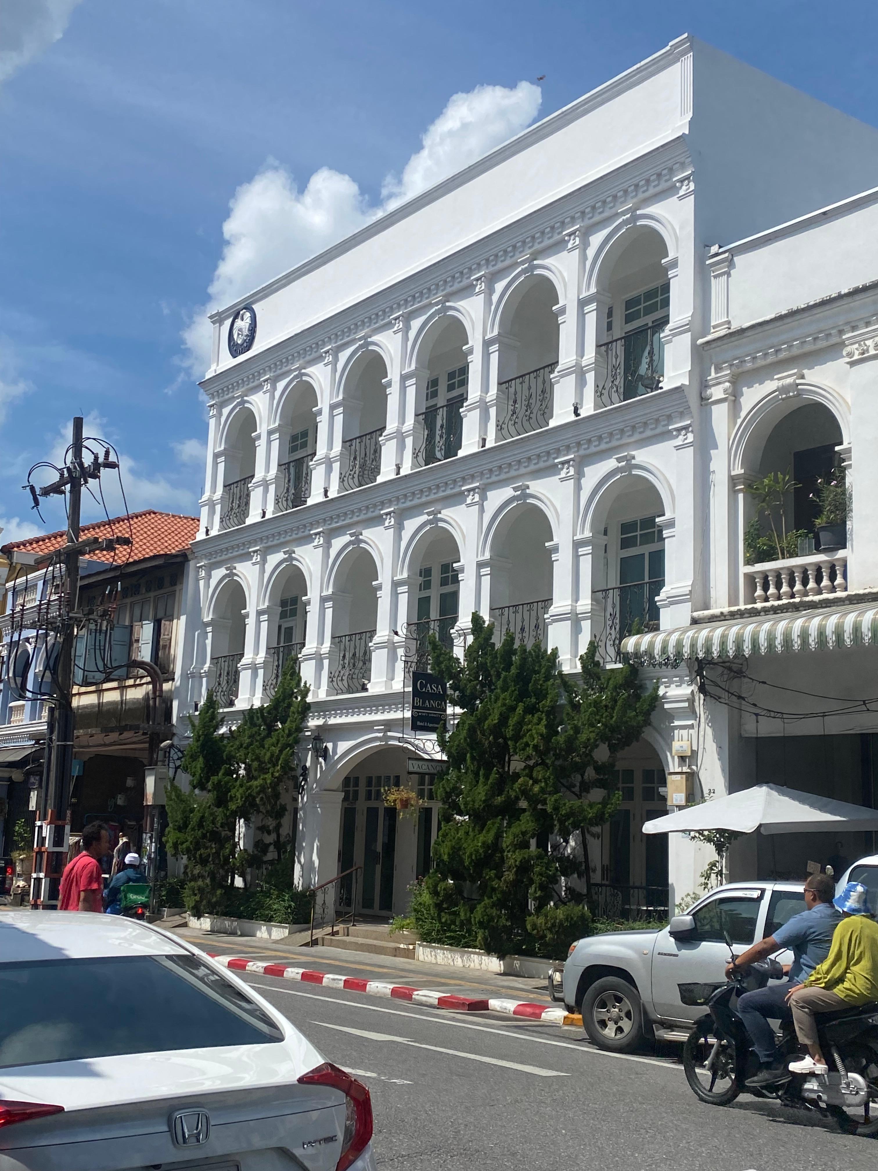 View of hotel from the bar across the road