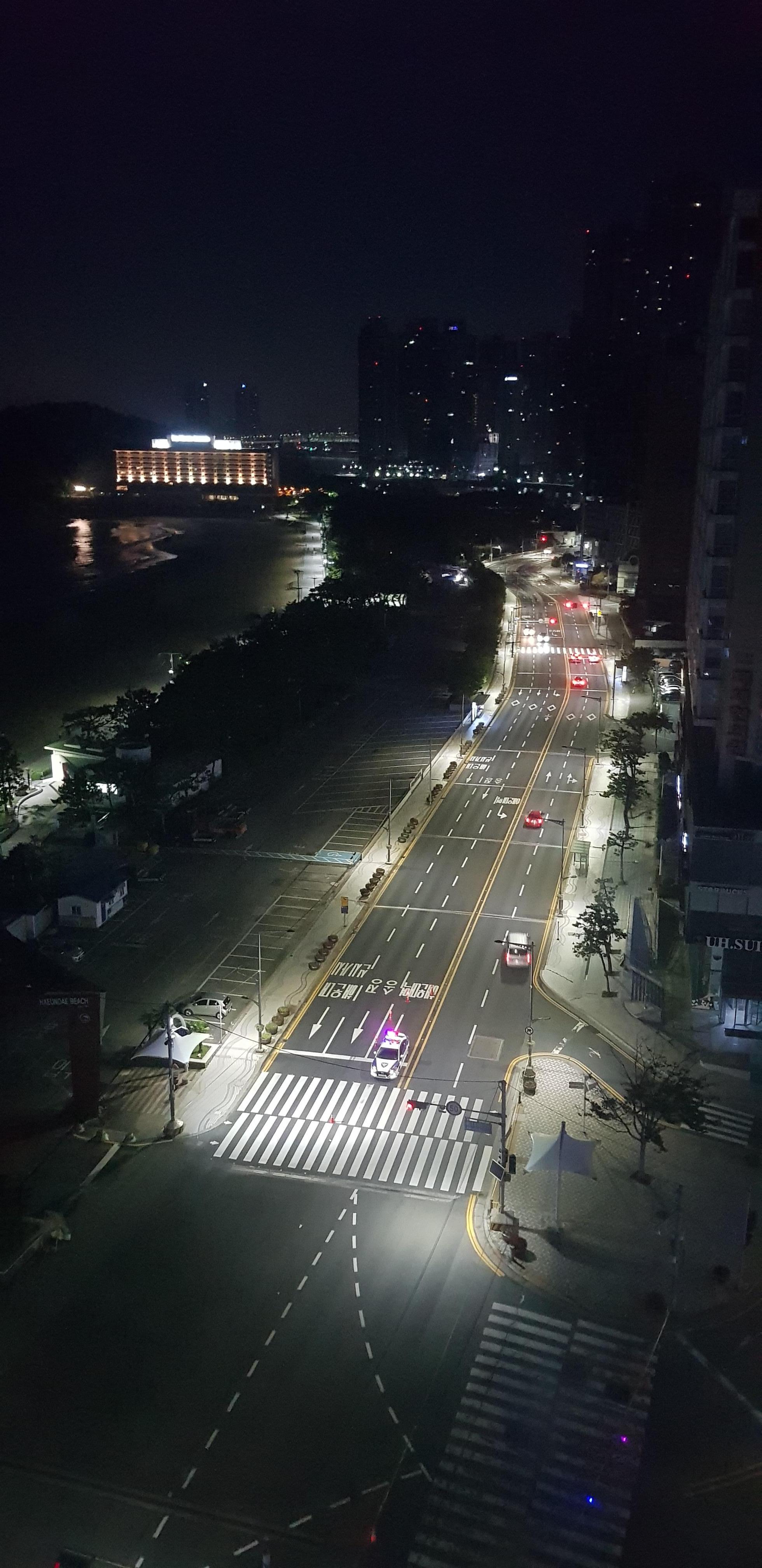 Night street view from window