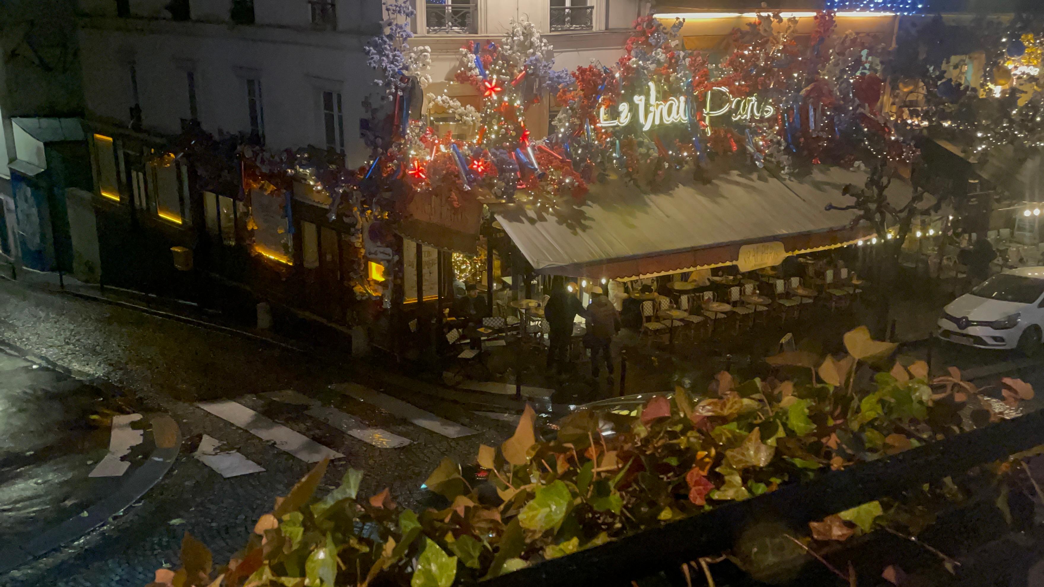 View from living room. The restaurant does stay open late but due to rain and cold, people didn’t stay late. All three who work in the front desk are extremely helpful and helped in every way they could with schedule extensions and even reservations 