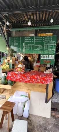 Cute juice stand right outside front door