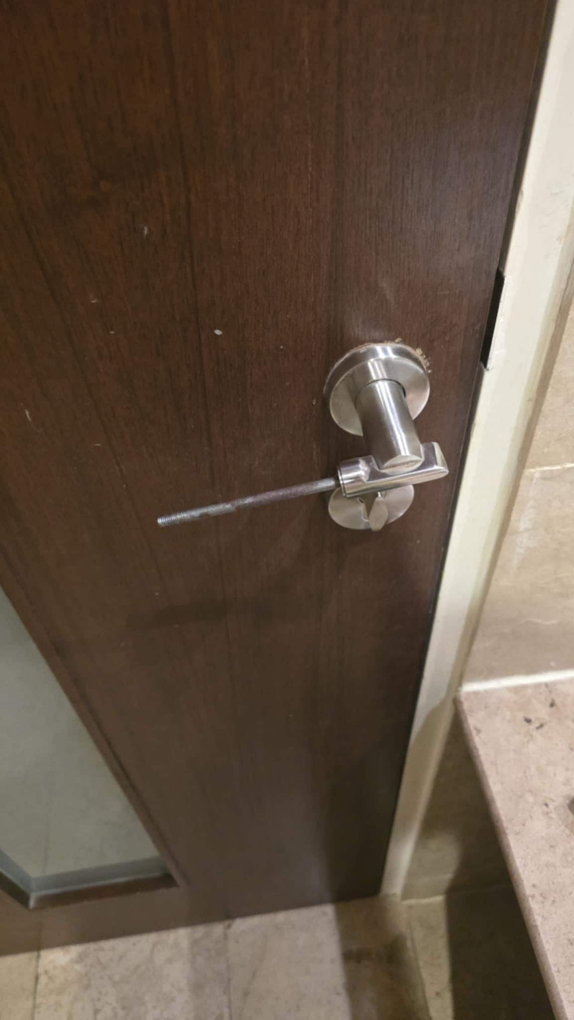 Missing door knob.