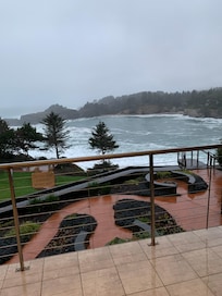 View from the balcony of one of the eight guest rooms; all of which are suites.