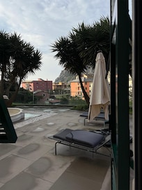 The terrace at Villa Accini as seen from a first-floor room, just after a rainstorm.