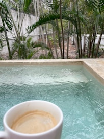 Delicious coffee enjoyed at the Villa plunge pool.