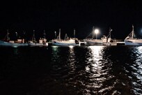 Fishing boats in Gilleleje Harbour a Saturday evening in January