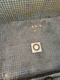 Extreme dirtiness in shower floor and walls