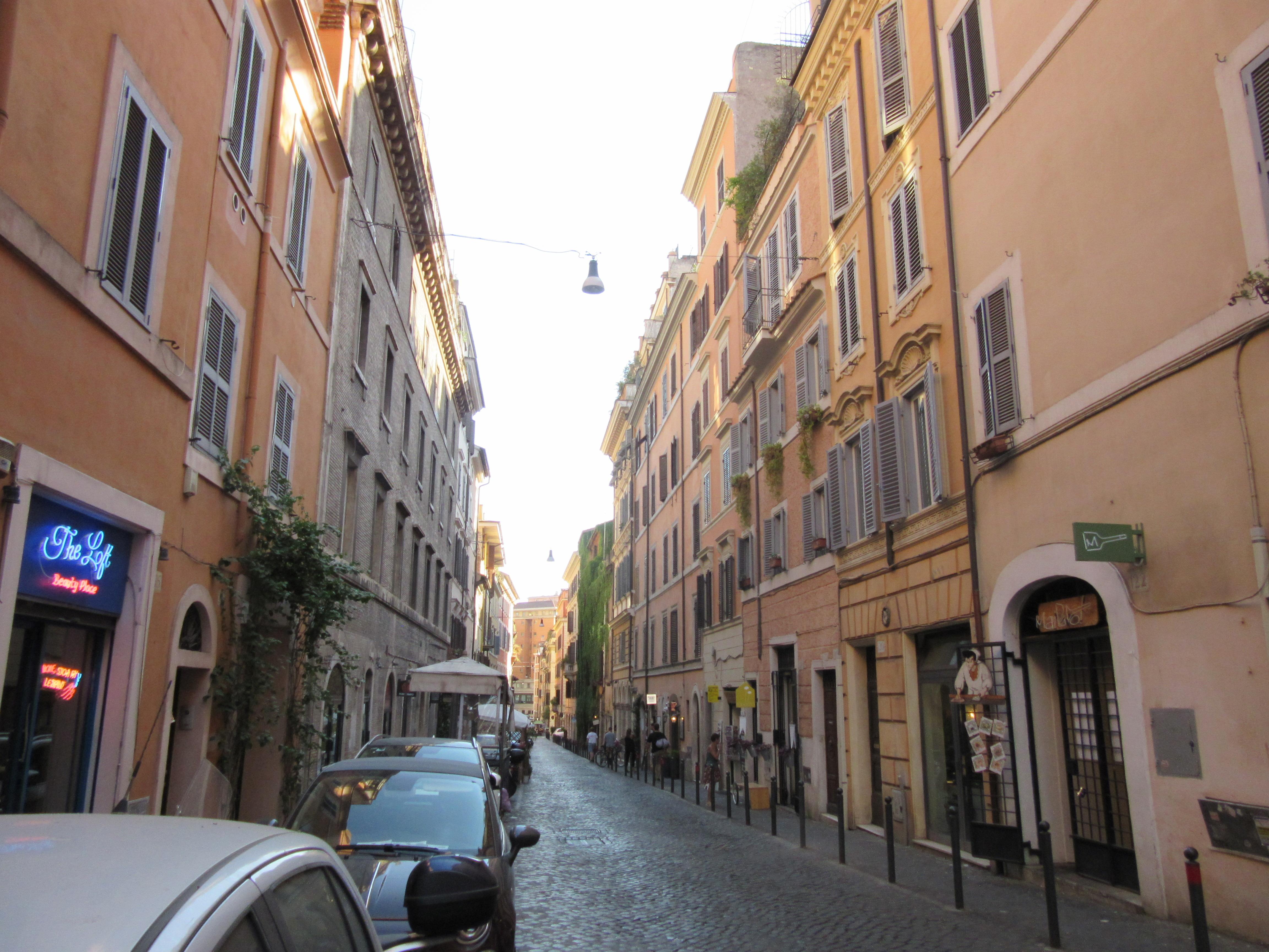 Morning view of the street before all the restaurants open
