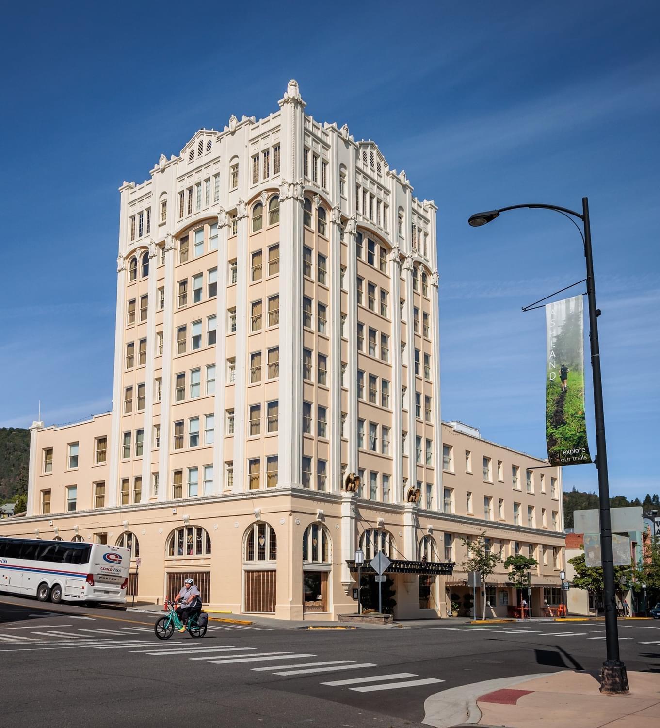 The iconic Ashland Springs hotel,  in downtown. We enjoyed a wonderful dinner here. 