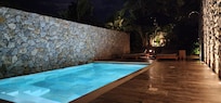 Our private pool at night