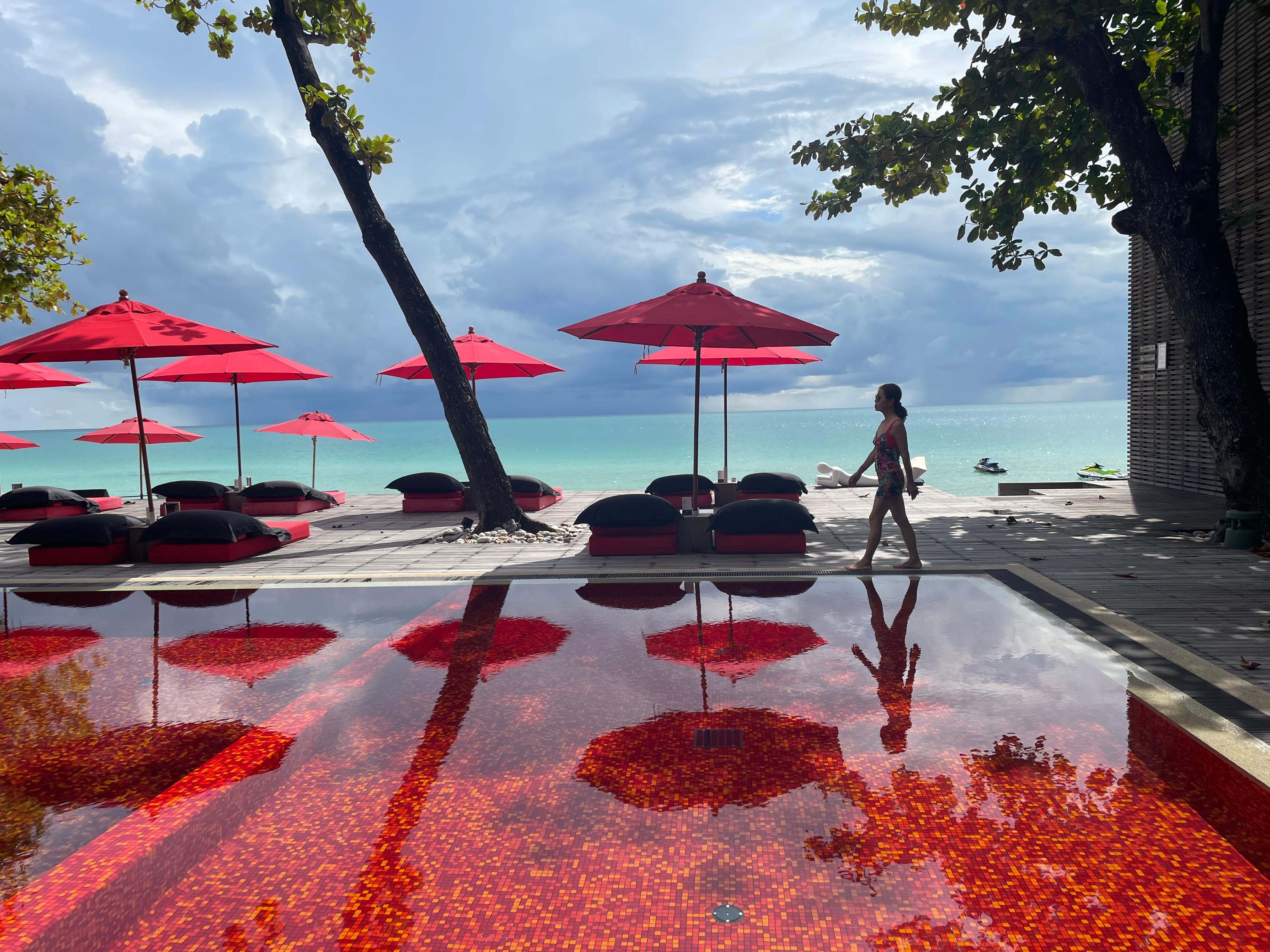 The swimming pool at hotel.