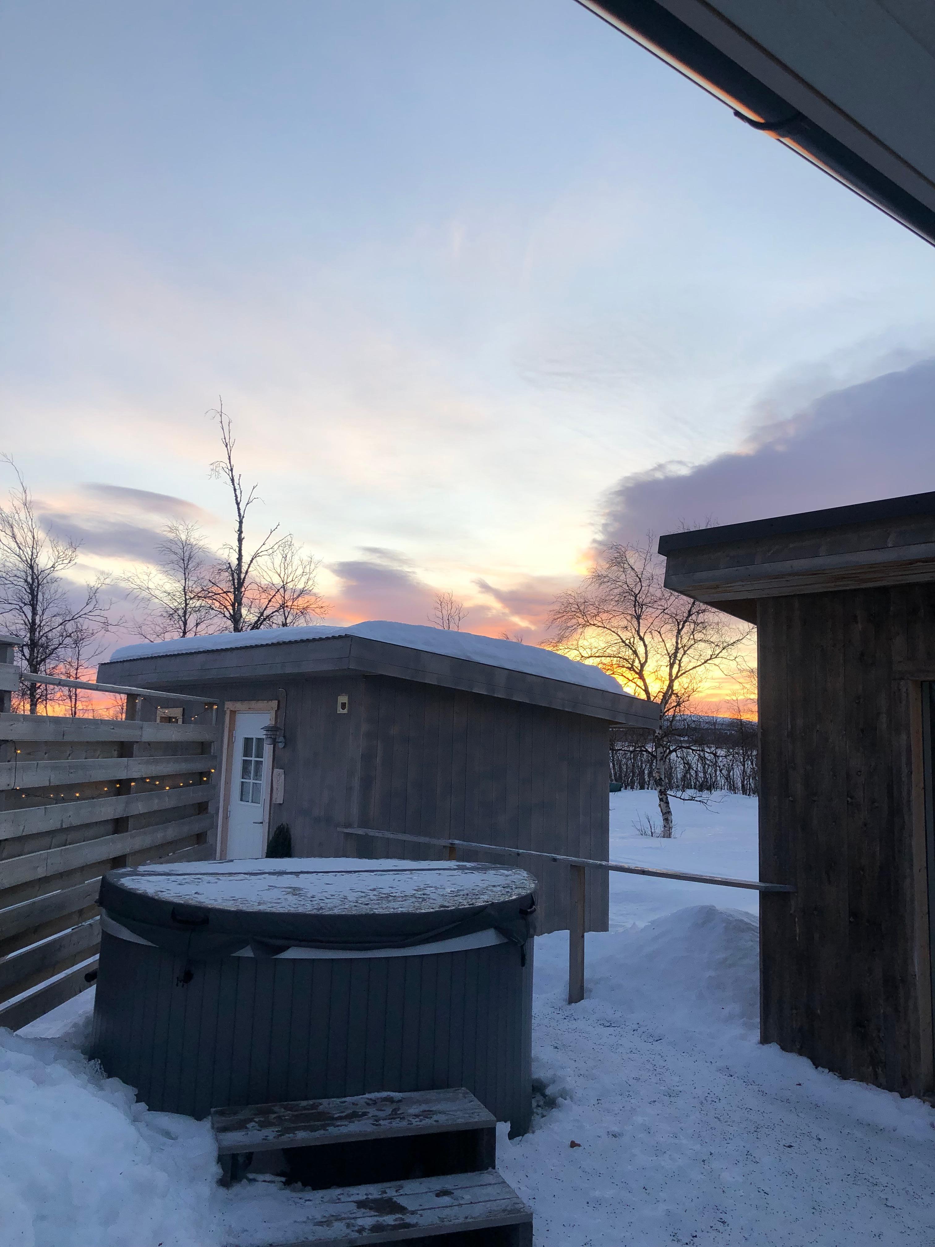 Great views of the sunrise outside the cabins