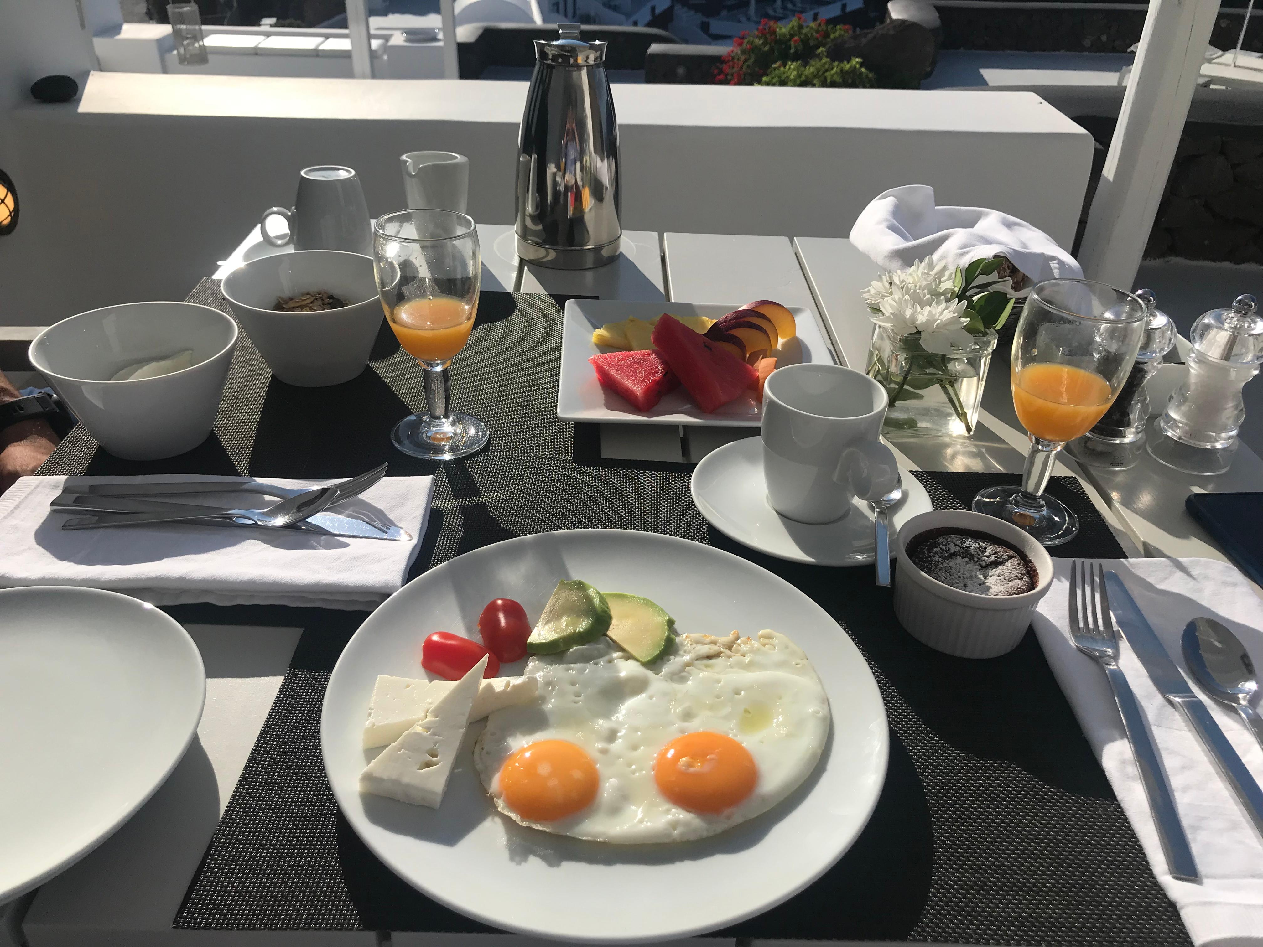 Breakfast served on the private patio 