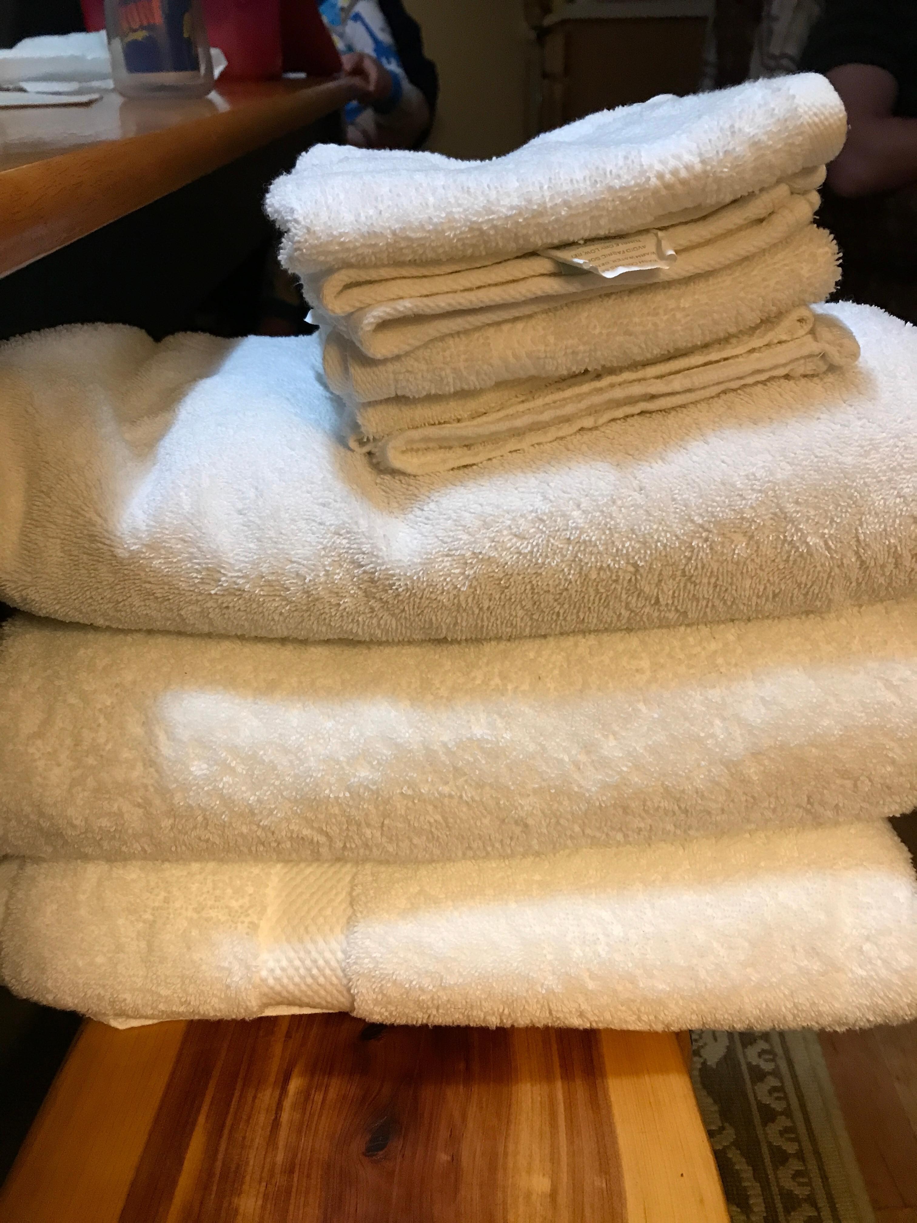 Towels for 8 people 3 towels and
5 wash cloths