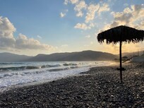The beach at Thalassa Apartments.