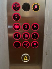 Worn out elevator buttons