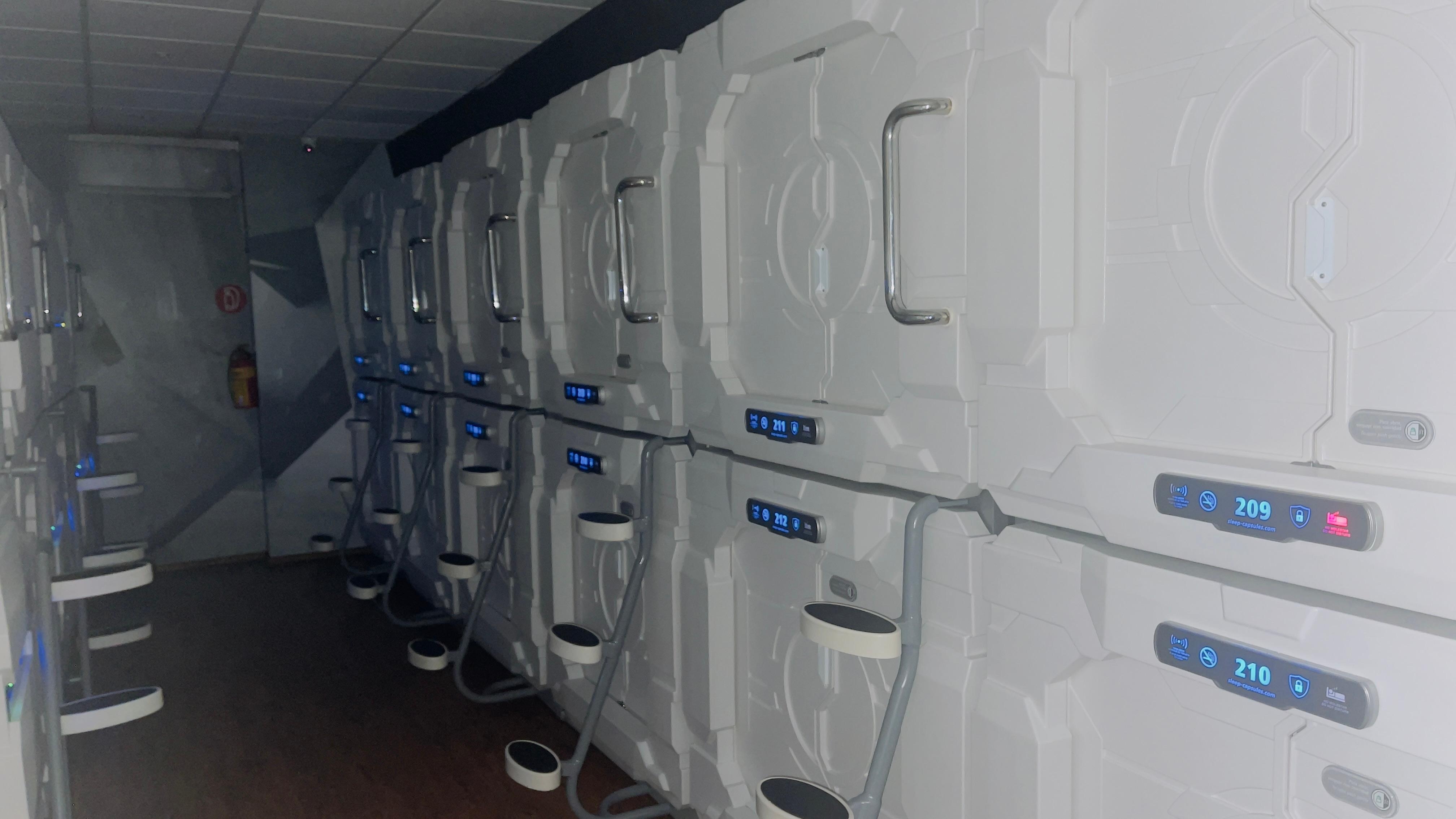 Outside showing capsule stacked to save space 