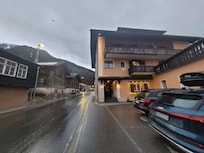 Outside of the hotel.