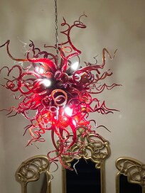 A gorgeous stairwell light fixture.