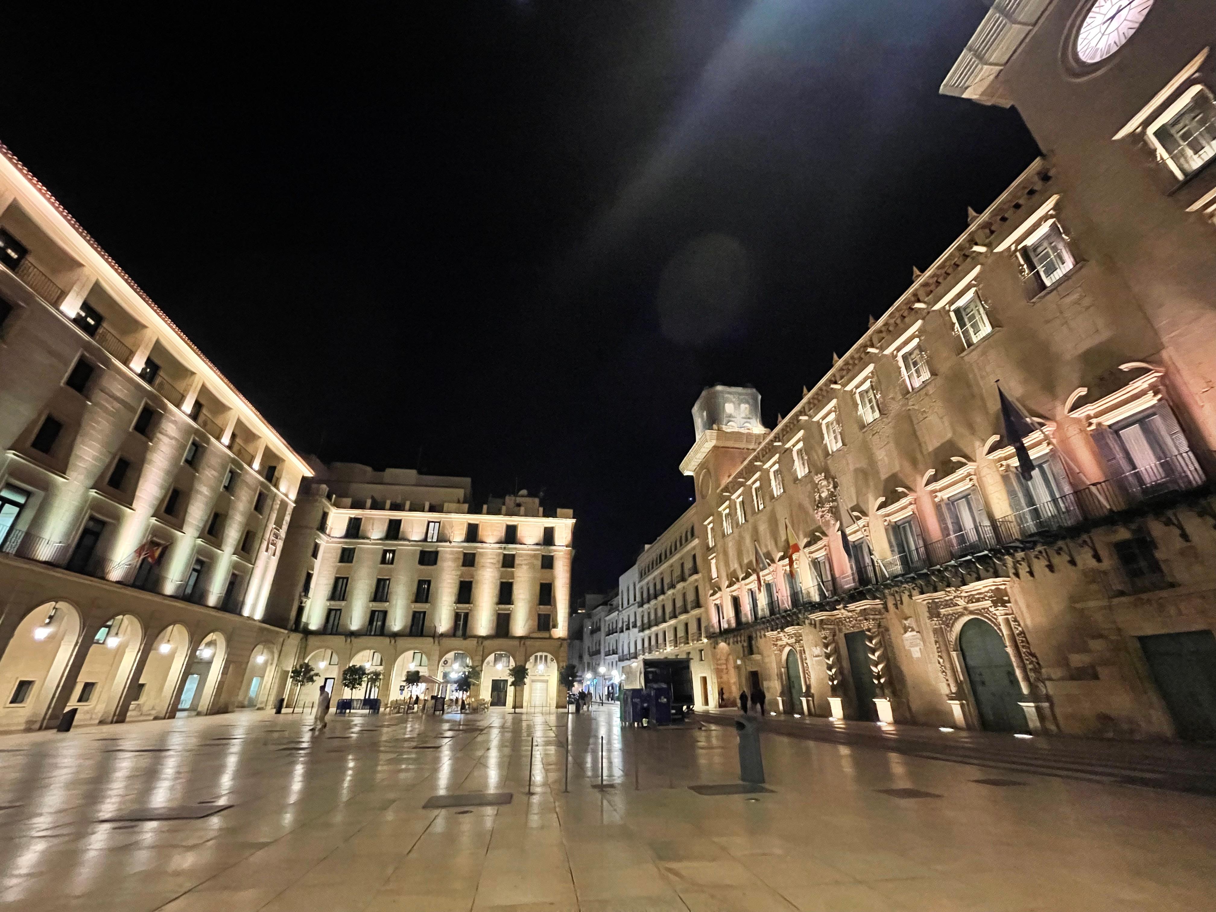 View of the square and hotel. 