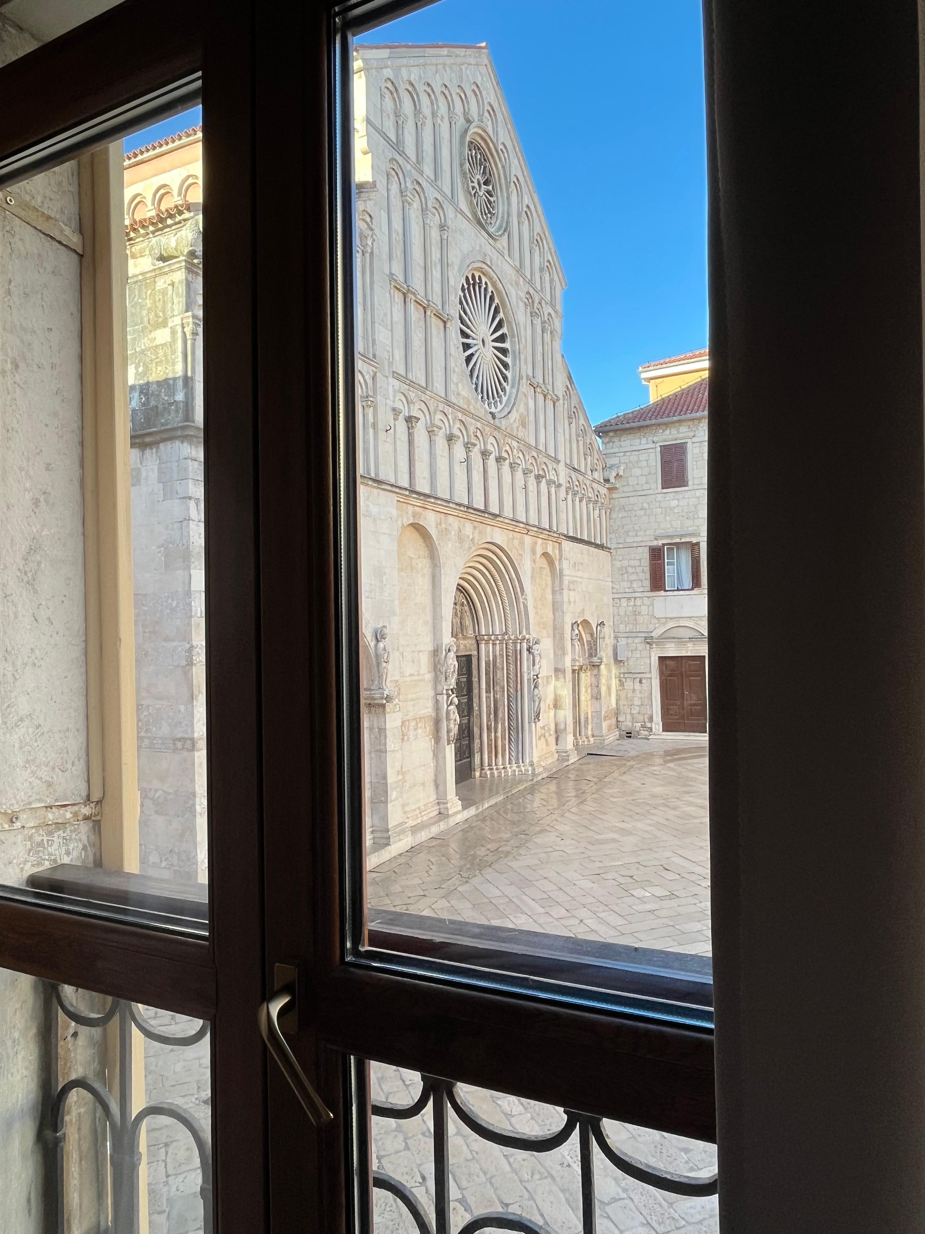 View of the cathedral and square from the apartment window 