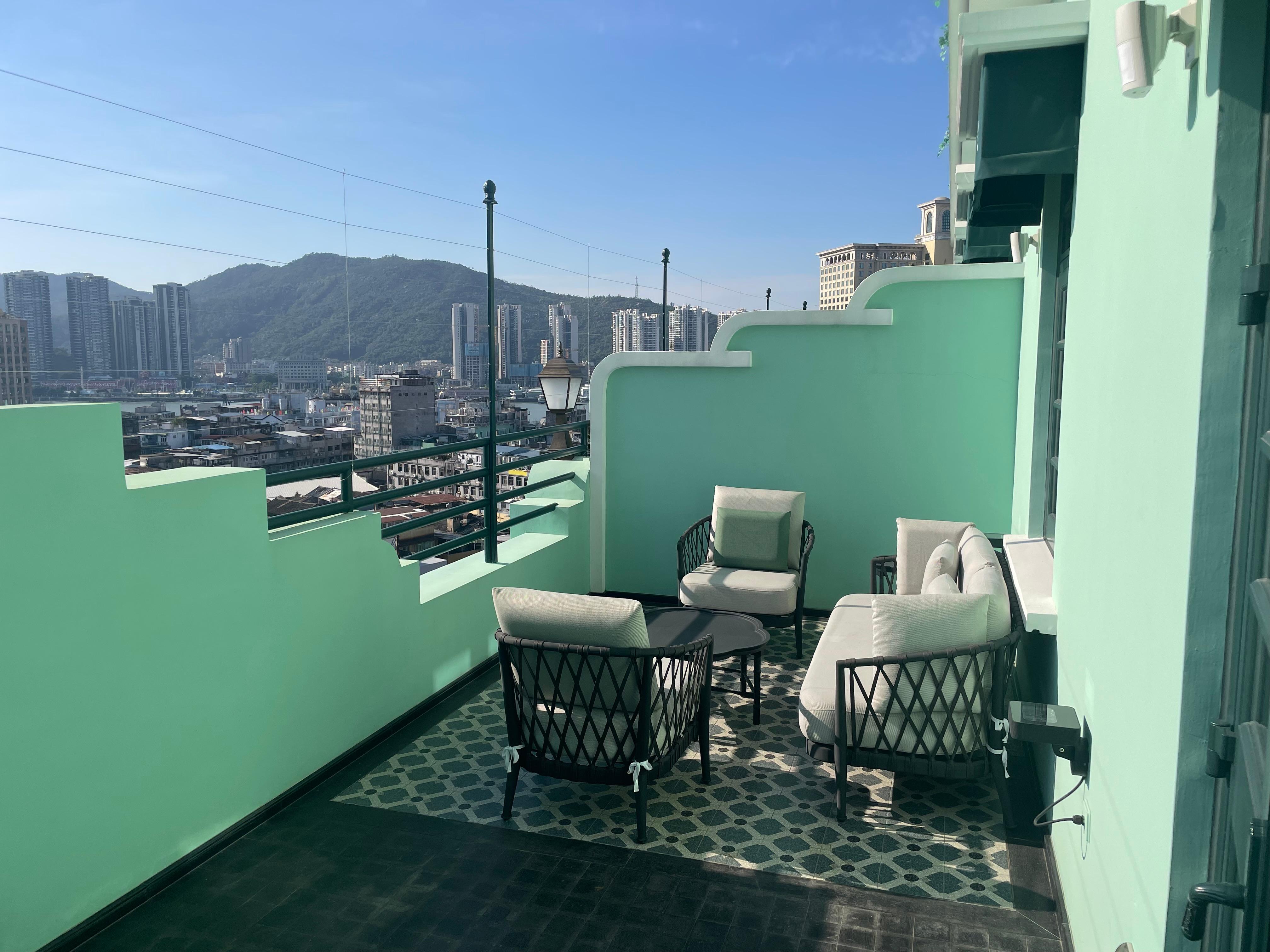 Huge balcony with city view