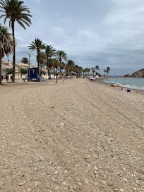 View along the beach outside the hotel