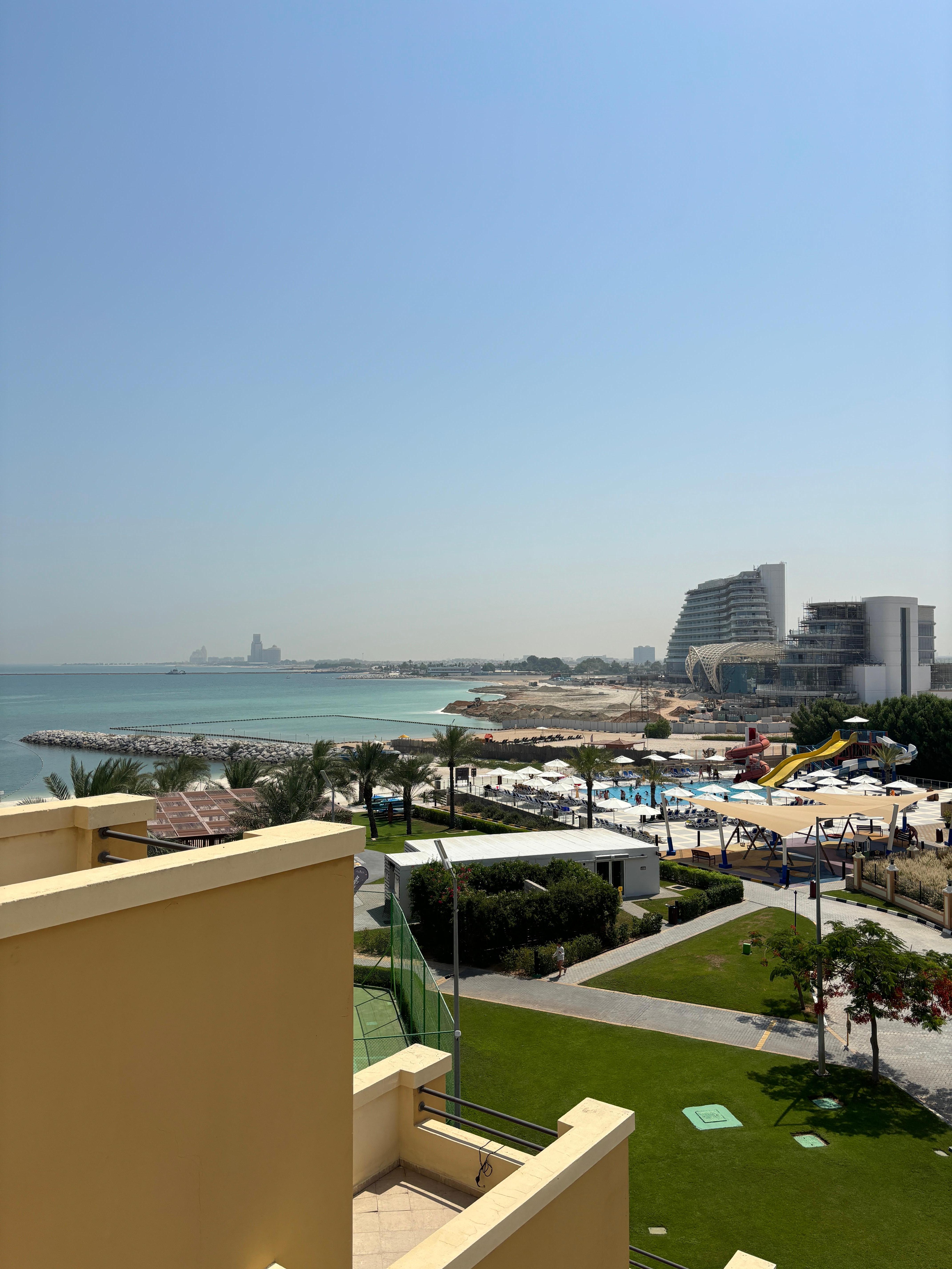 View from room to kids water slide pool