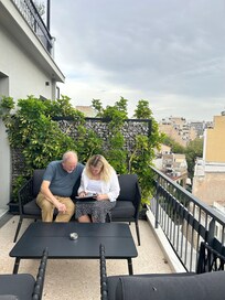 Our hotel balcony, planning the next day