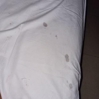 Bed sheets were stained when we arrived. 