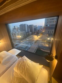 View from hotel room to the street