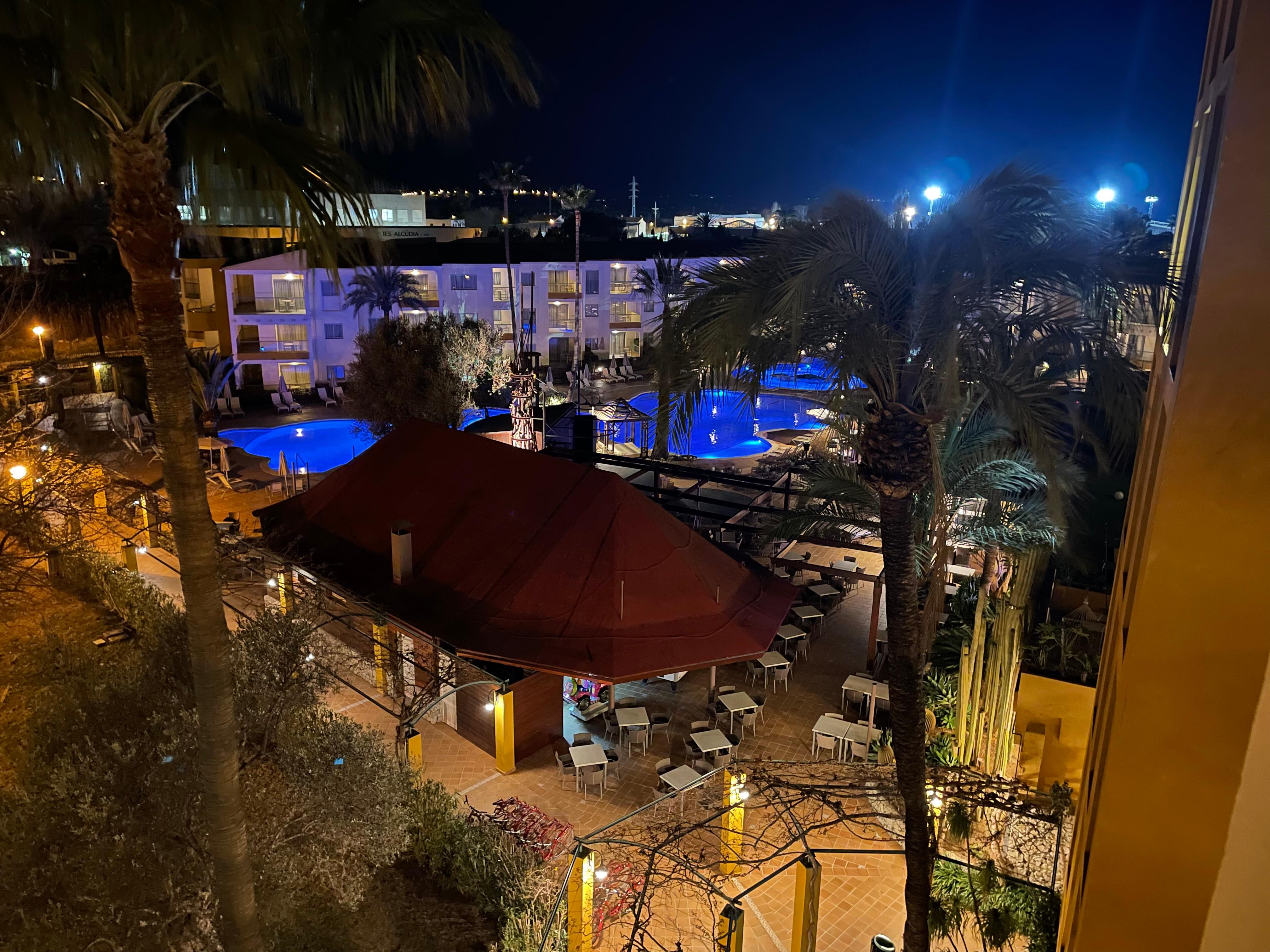 Balcony view over the pool area