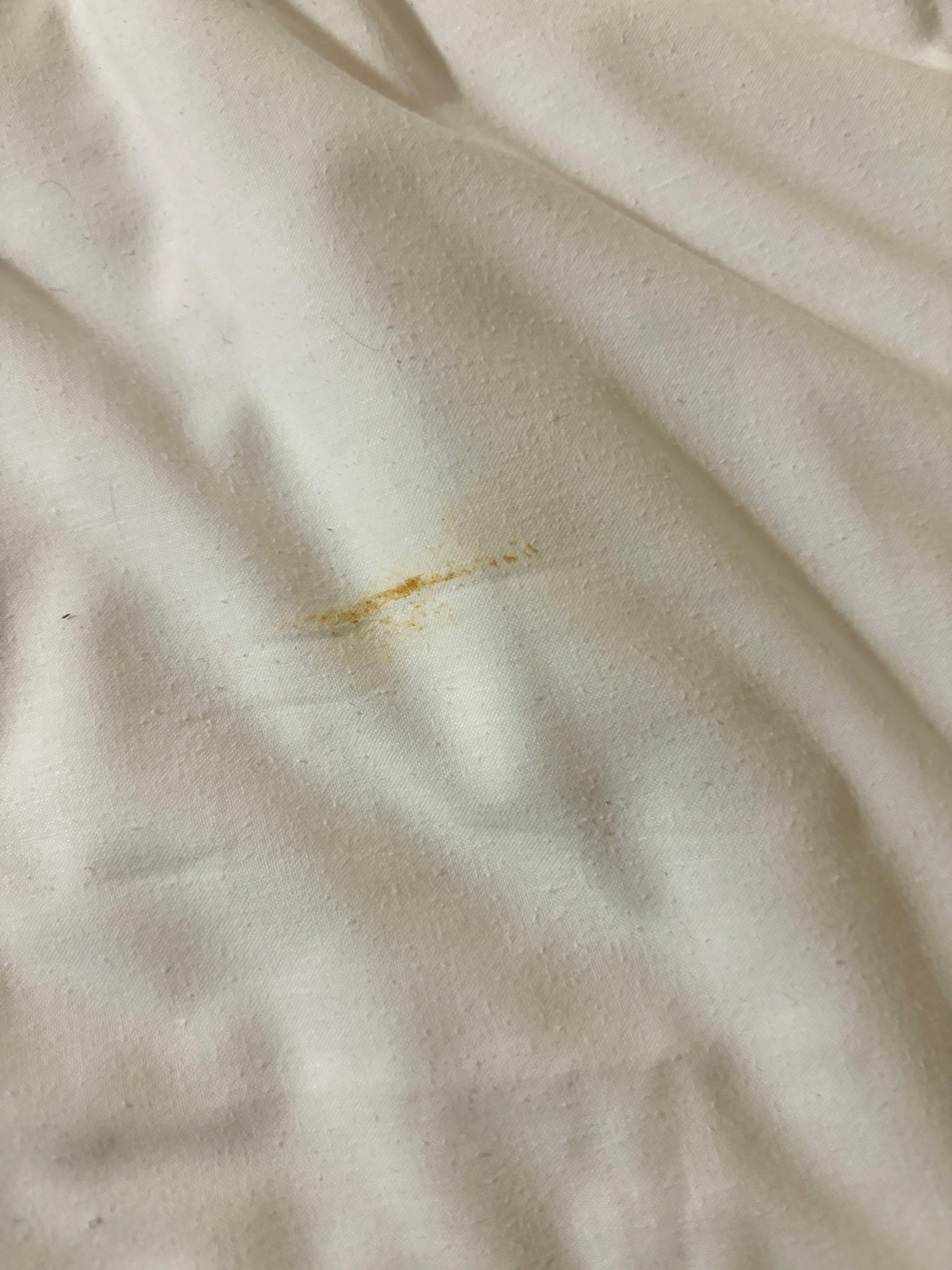 Skid marks on bedding 