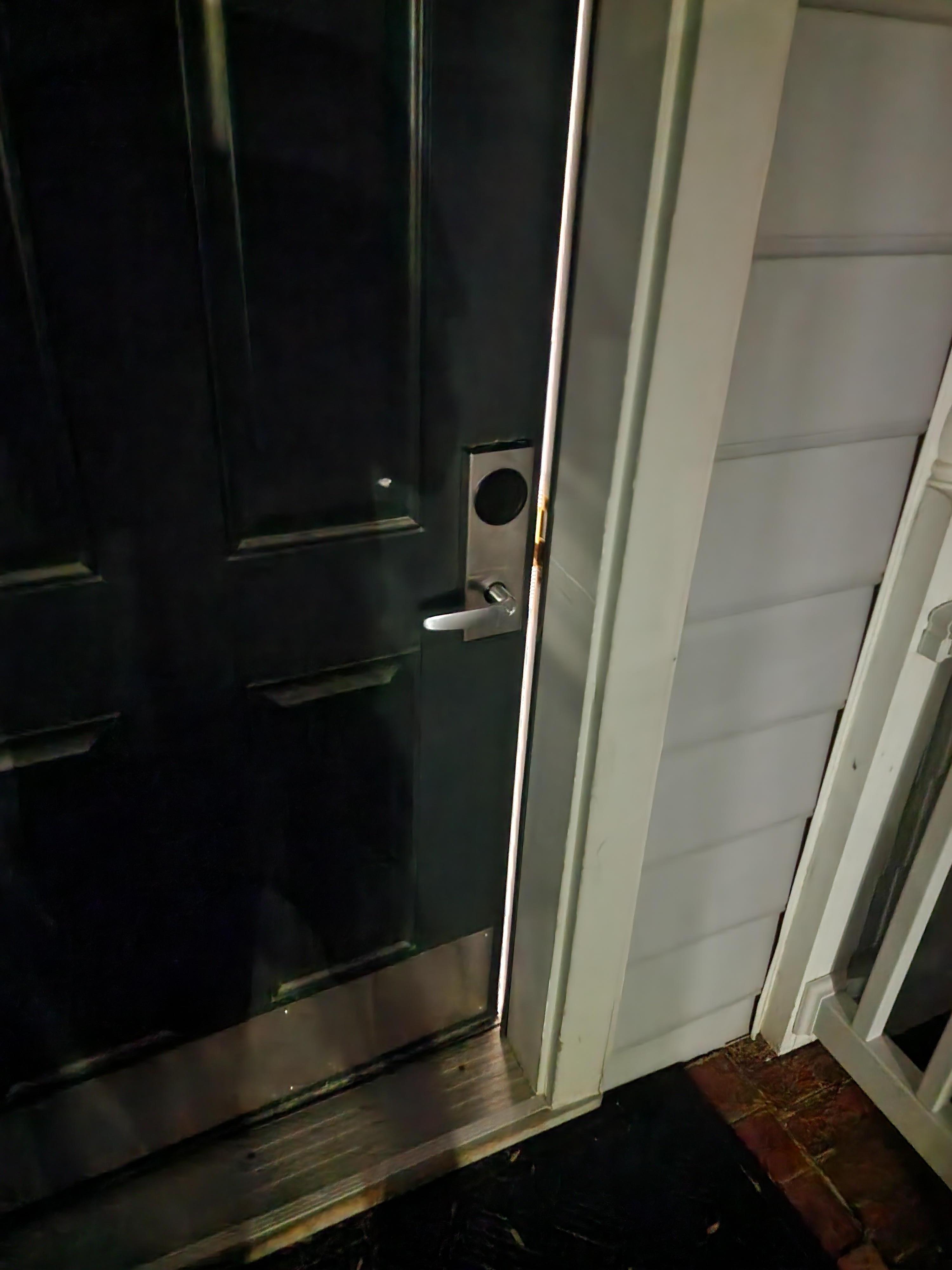 Open door to the building
