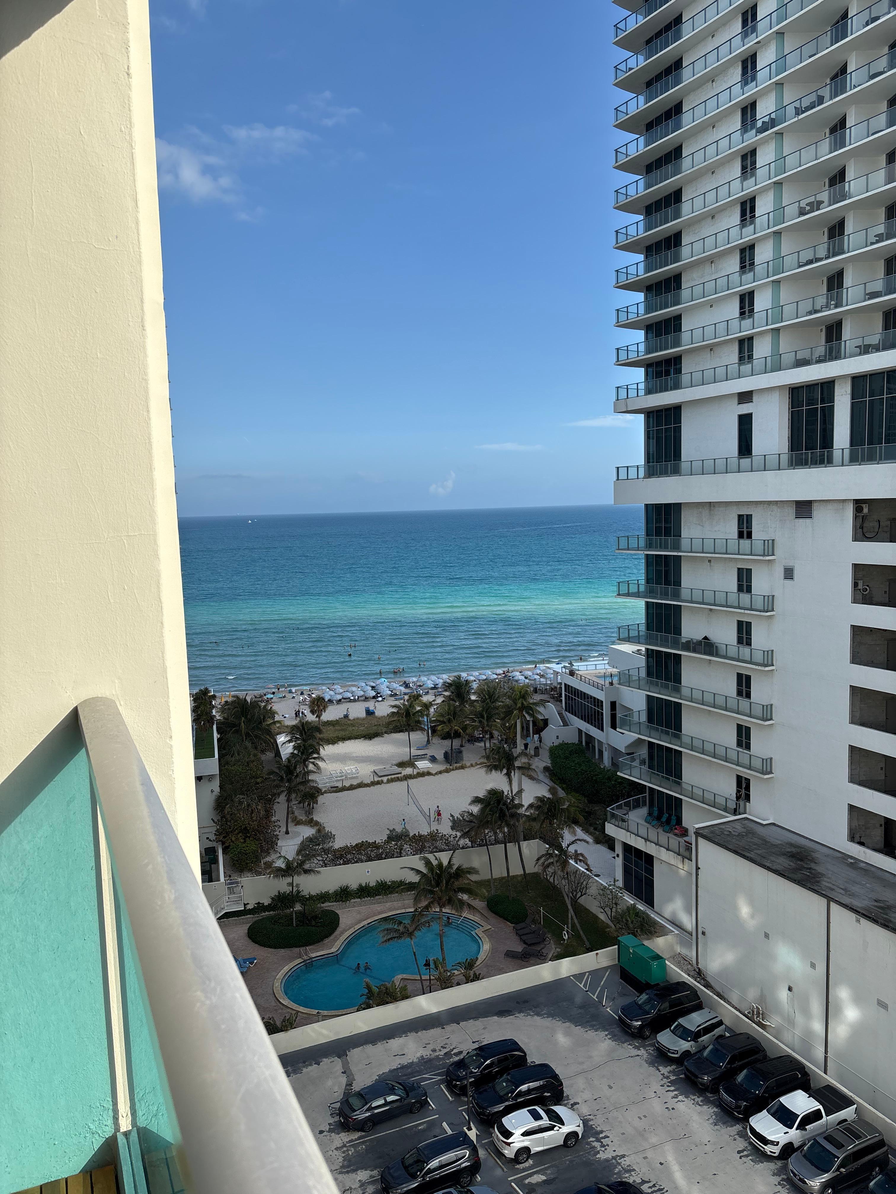 View of beach from balcony 