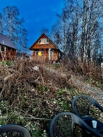 View of cabin from lake