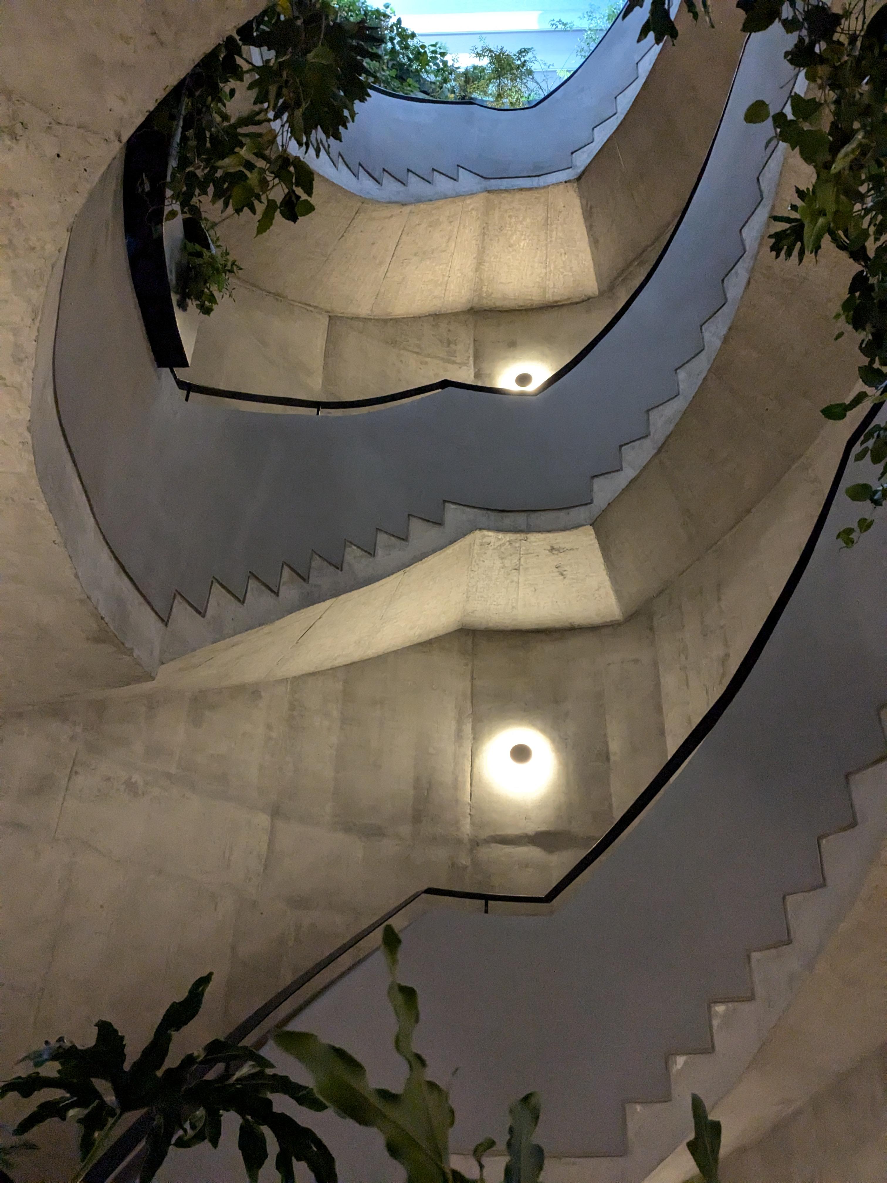 Staircase to rooms and rooftop. 